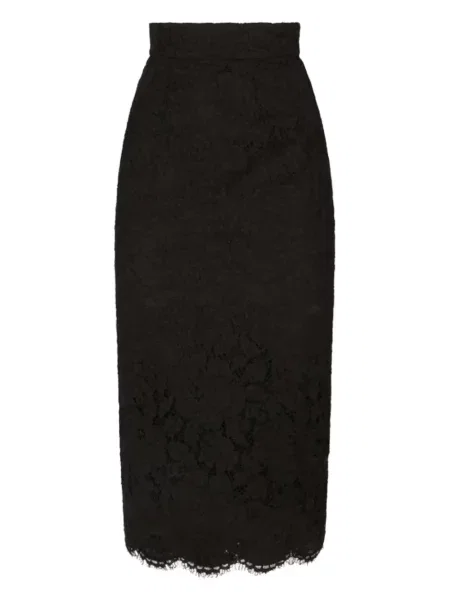 Fustă midi Dolce & Gabbana din dantelă până la genunchi negru