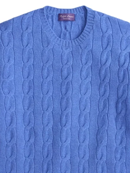 Pulover Ralph Lauren Purple Label cu decolteu rotund albastru