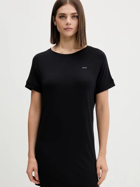 BOSS pyžamové tričko z viskózy ESSENCE_Sleepshirt černé