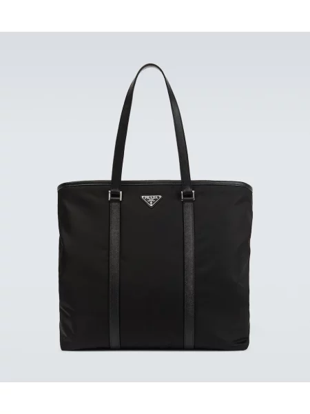 Usnjena torba Prada črna
