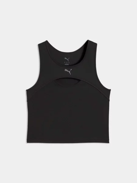 Спортивна майка PUMA W Shape Keyhole Tank комбінований верх чорний