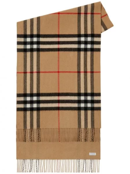 Кашмирен кариран шал Burberry кафяво