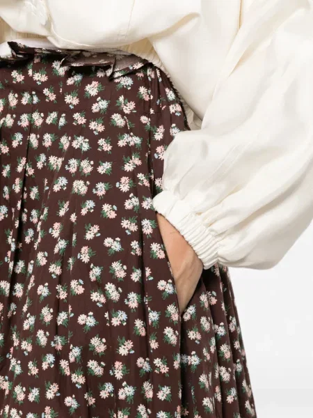 Fustă midi Msgm cu model floral cu imagine maro