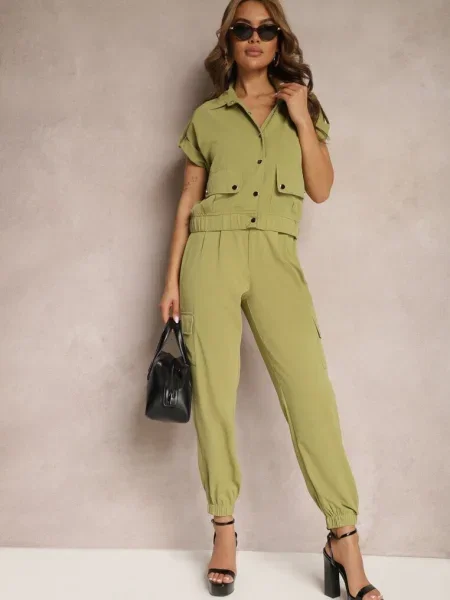 Set Închis Din Două Piese Cu Bluză Și Pantaloni Ezrala verde