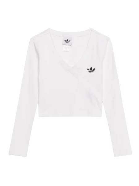 ADIDAS ORIGINALS Tricou SLIM MINI RIB WRAP LONGSLEEVE negru alb
