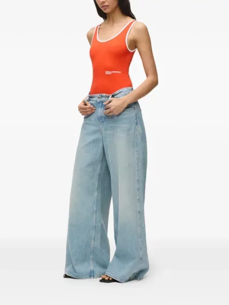Rebrasti top Karl Lagerfeld Jeans narančasta
