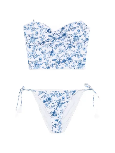 Bikini Daze Dayz cu model floral cu imagine alb