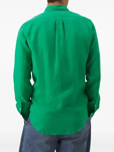 Cămașă Polo Ralph Lauren cu broderie tricotate cu decolteu în V albastru