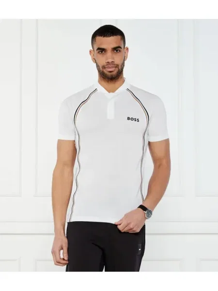 BOSS GREEN Polo Pariq Mesh | stretch alb