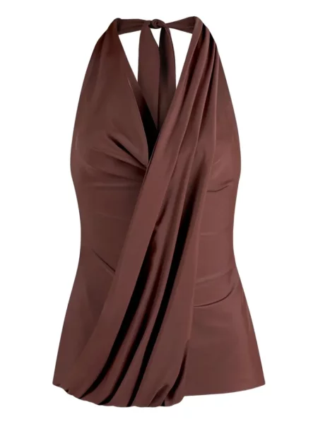 Top Manière De Voir drapat cu gât halter maro