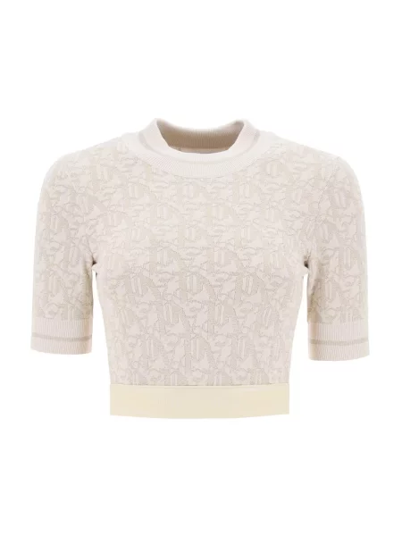 Dzianinowy top Palm Angels o krotszym kroju beżowy