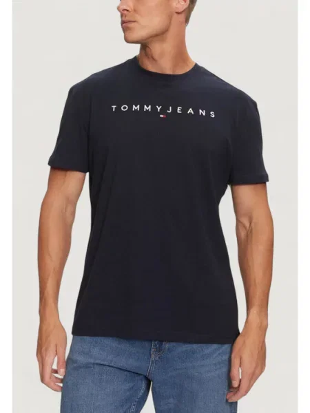 Tommy Jeans T-Shirt Linear Logo Σκούρο μπλε
