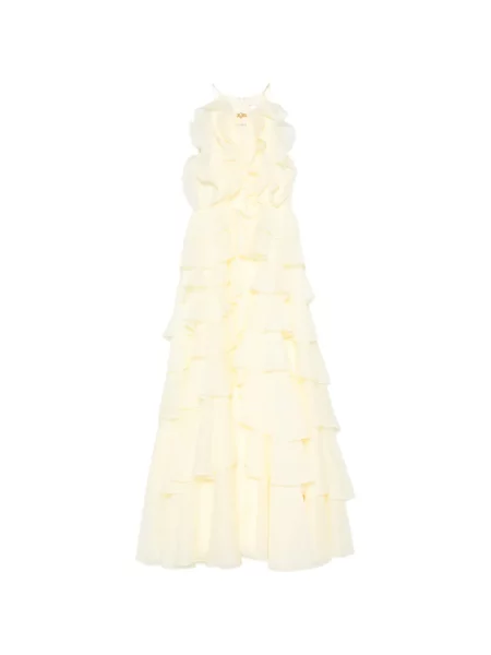 Rochie maxi Aje cu volane galben