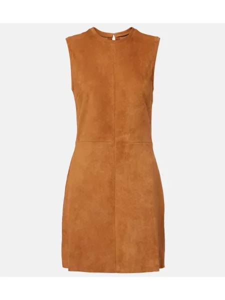 Rochie Stouls din piele de căprioară maro