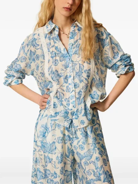 Cămașă Twinset cu model floral albastru