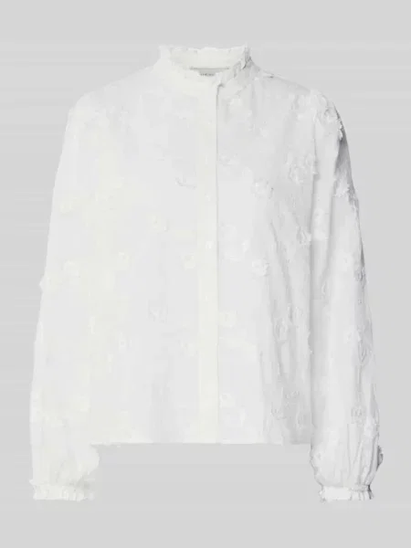 Bluzka o kroju regular fit z haftami i stójką model Oda Deco' Neo Noir biała
