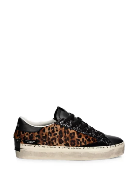 Sneakerși Crime London cu imagine cu model leopard negru