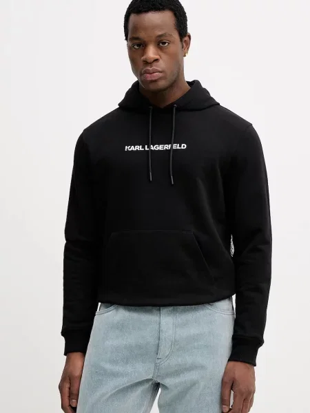 Karl Lagerfeld hanorac de negru cu glugă cu imprimeu alb