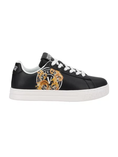 Sneakersy Versace Jeans Couture skórzane z nadrukiem czarne