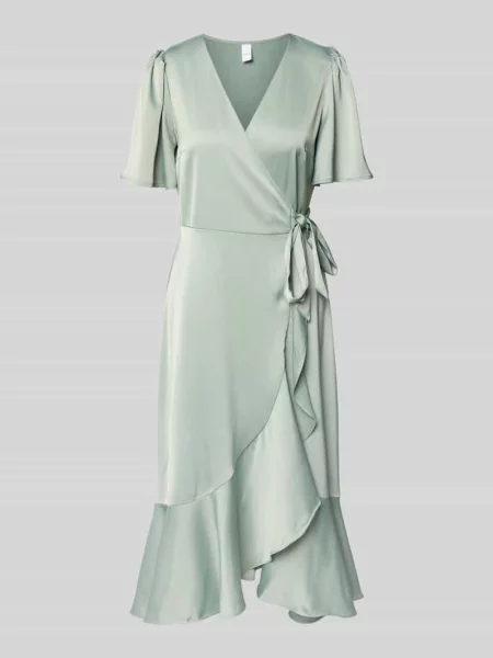 Sukienka koktajlowa z dołem obszytym falbaną model THEA' Y.a.s zielona