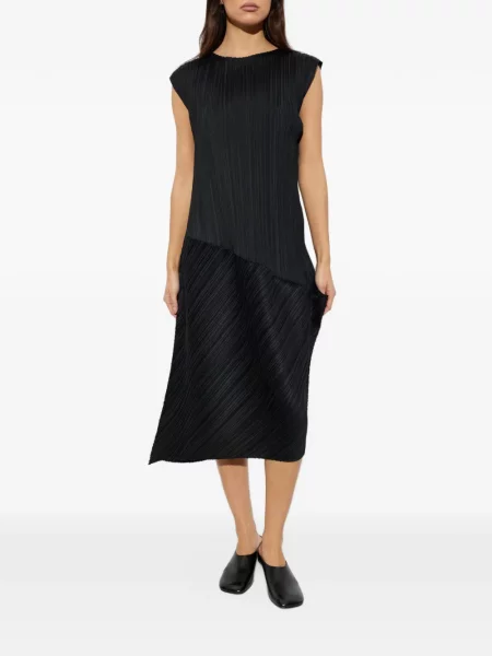 Асиметрична миди рокля Pleats Please Issey Miyake черно