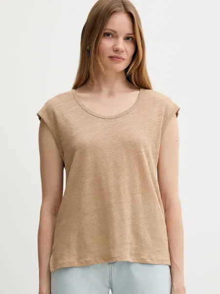 Ленена тениска United Colors of Benetton дамска бежово