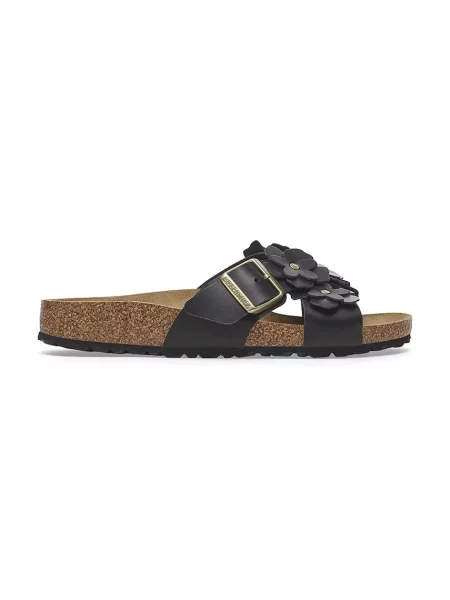 Șlapi Birkenstock cu model floral negru