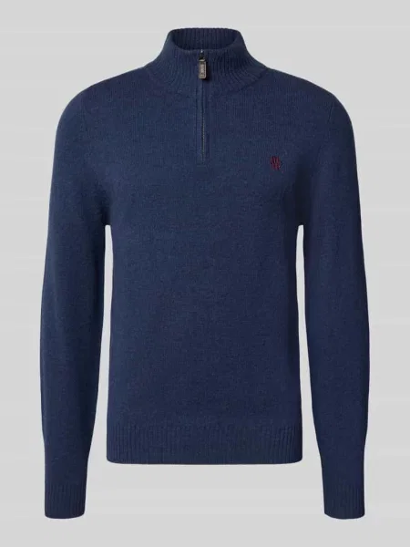 Sweter z dzianiny z czystej wełny krój regular fit Mcneal granatowy