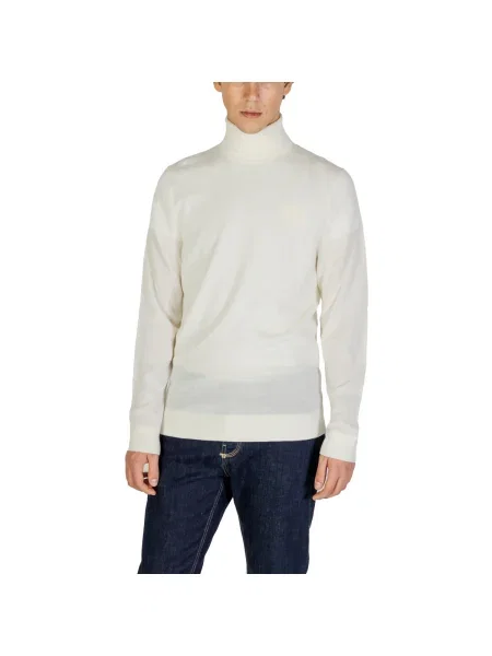 Pulover Calvin Klein Jeans cu guler înalt albastru