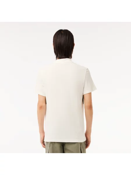Lacoste Koszulka Polo Z Blokadą Koloru Regular Fit Beżowy biała