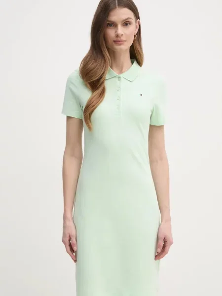 Рокля Tommy Hilfiger къса с кройка по тялото синьо