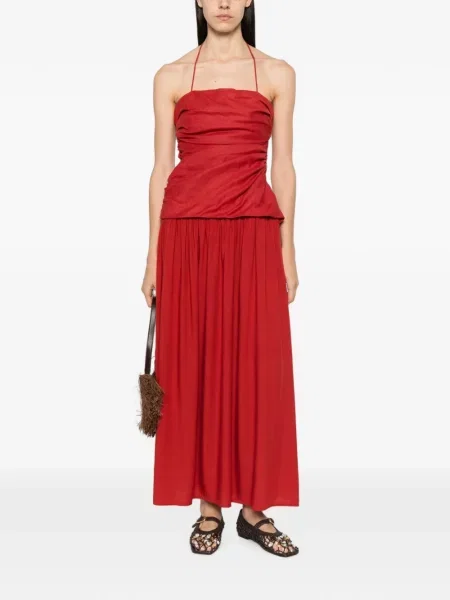 Rochie maxi Faithfull cu volane roșu