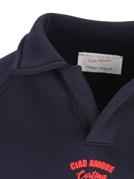 Polo Giada Benincasa cu broderie albastru