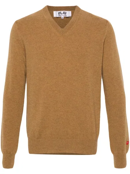 Pulover Comme Des Garcons Play de lână cu motiv cu inimi maro
