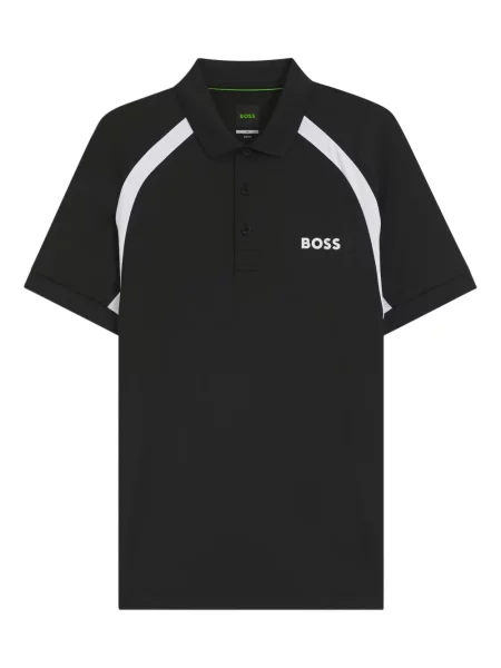 Tricou polo Boss cu autograf negru