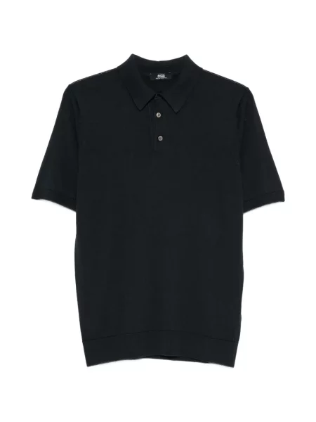 Tricou polo Alpha Studio tricotate albastru