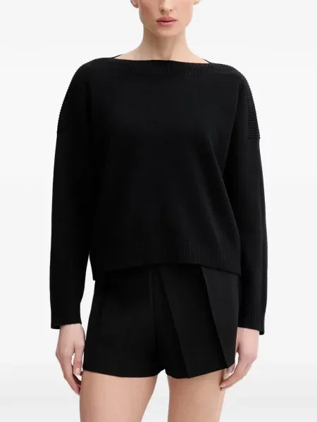 Pulover Benetton cu decolteu barcă negru