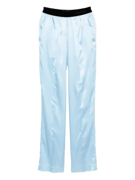 Pantaloni Tom Ford din satin albastru