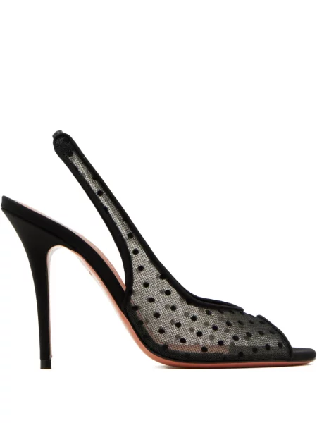 Sandale Amina Muaddi cu buline slingback alb