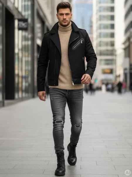 Kurtka zimowa ramoneska Dstreet czarna