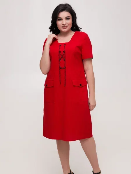 Лляна Сукня міді All Posa червоний