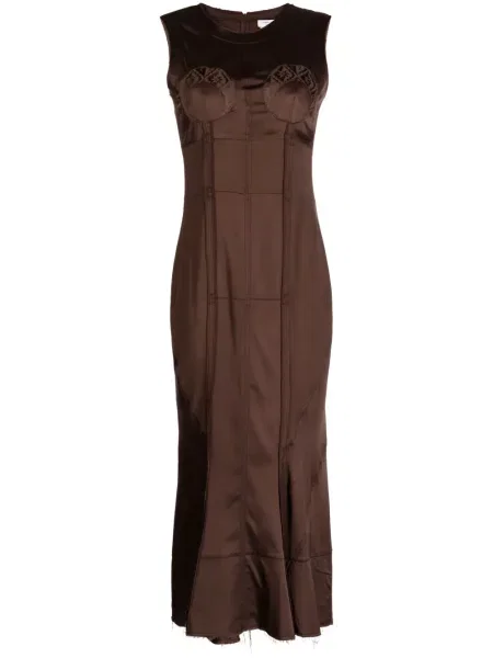Rochie fără mâneci Marine Serre fără mâneci din jacard maro