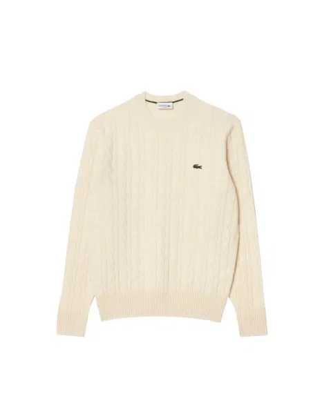 Sweter Lacoste wełniany elegancki biały