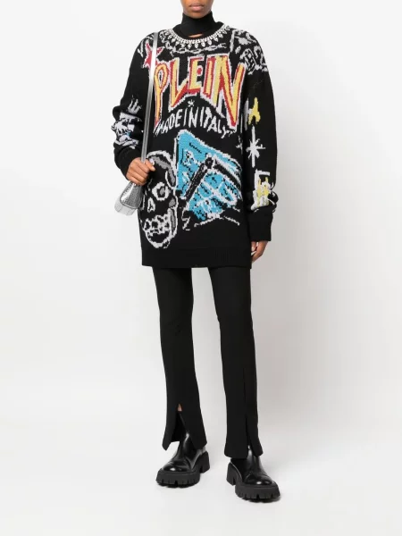 Raštuotas džemperis Philipp Plein juoda