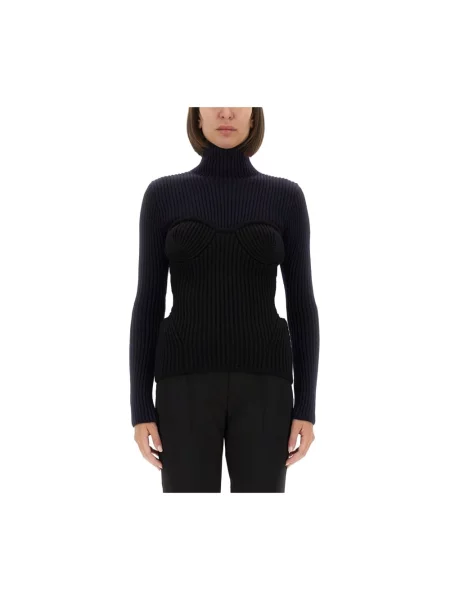Sweter z golfem Jean Paul Gaultier wełniany niebieski