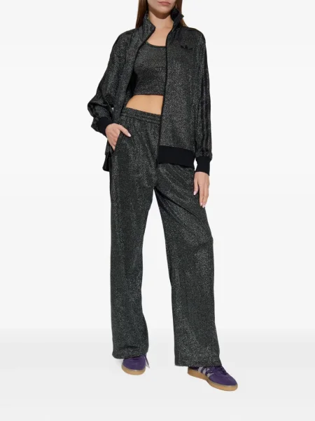 Prugasti prsluk Adidas od flisa s vezicama crvena