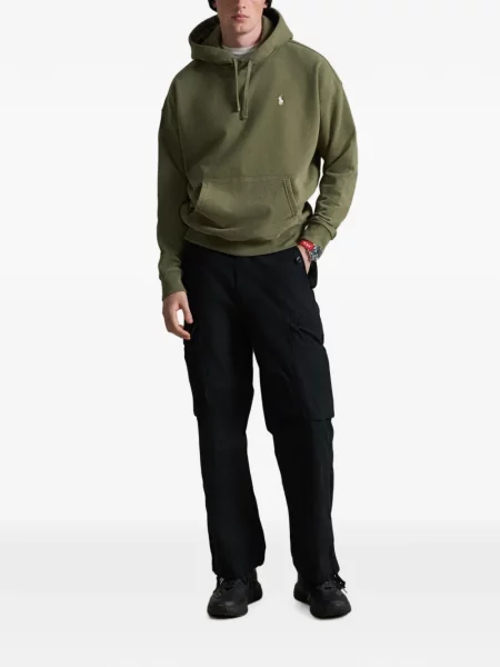Велурен суитчър Polo Ralph Lauren с автограф сиво