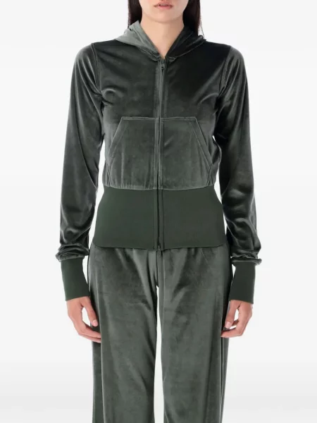 Aksamitna bluza z kapturem Balenciaga zielona