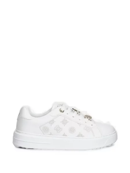 Sneakerși Guess cu șireturi cu imagine din dantelă alb
