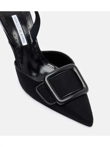 Pantofi cu toc Manolo Blahnik slingback negru